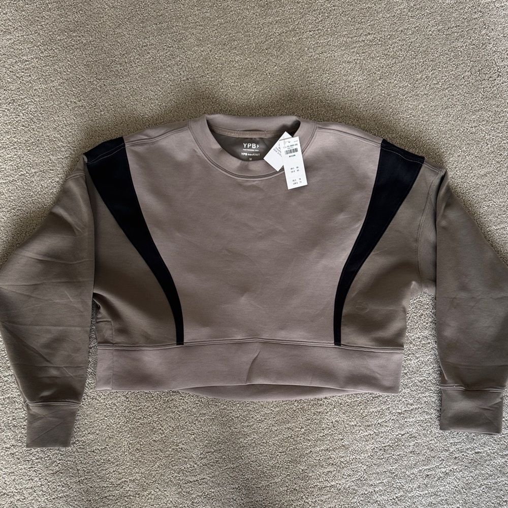 Trendy Taupe and Black Women's Sweatshirt